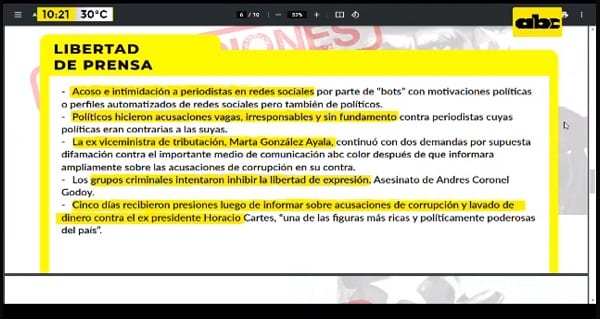 EE.UU. menciona a Cartes y González en acciones contra la libertad de prensa