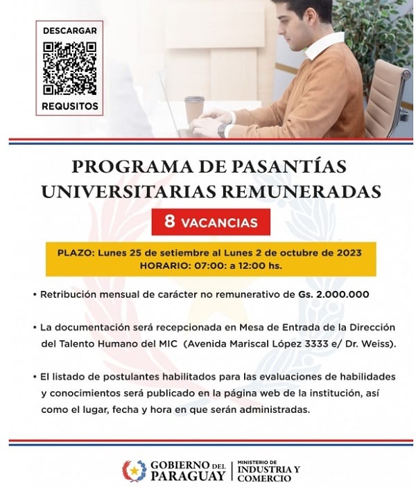 MIC abre convocatoria para pasantías remuneradas a universitarios