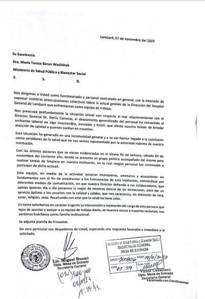 Exigen la destitución del director del Hospital de Lambaré por ambiente laboral “insostenible”