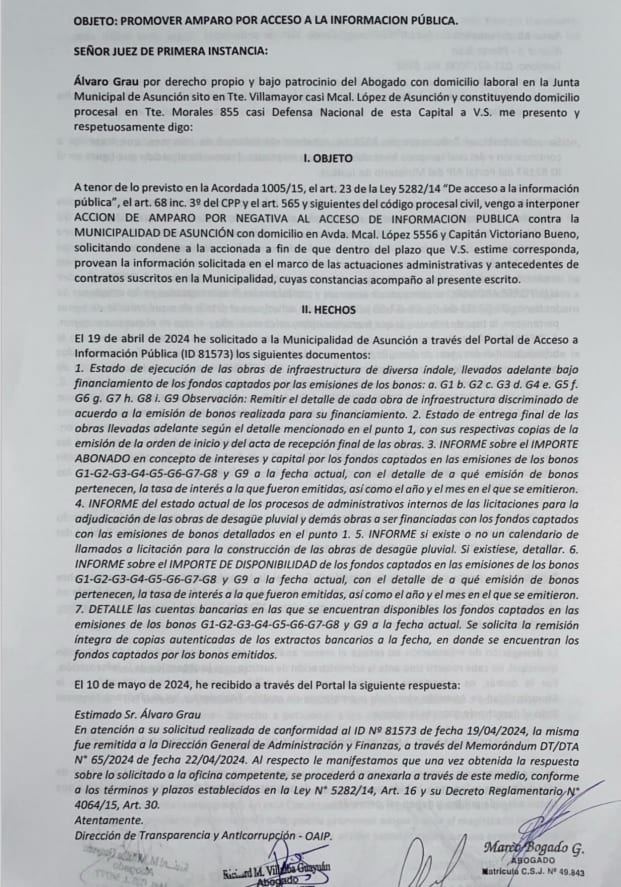 Amparo contra Nenecho por faltante de G. 500.000 millones en bonos