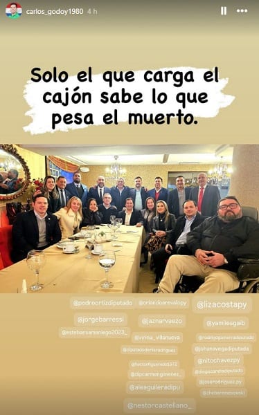 Cartista agita reunión con Santi: “Solo el que carga el cajón sabe lo que pesa el muerto”