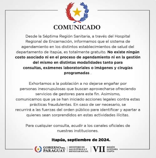Controversia en Encarnación: cobran G. 85.000 por sacar turnos médicos