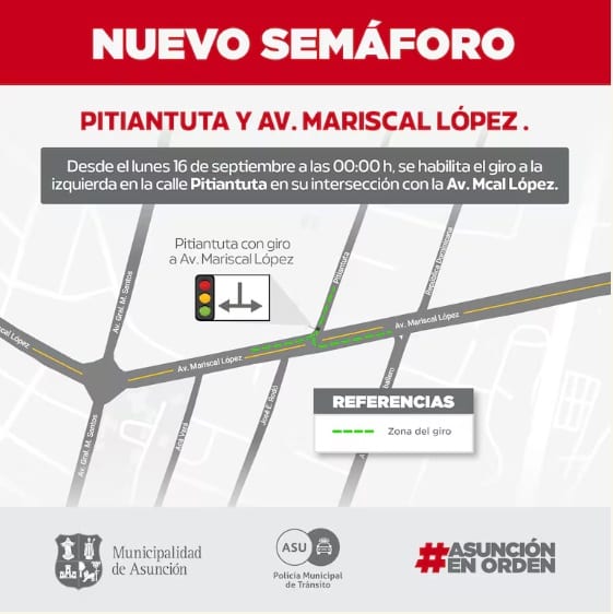 Caos vehicular tras habilitación de giro en Mariscal López y Pitiantuta