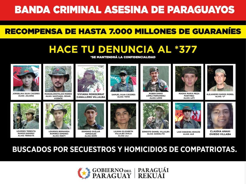 Gobierno ofrece G. 7.000 millones por información de secuestradores