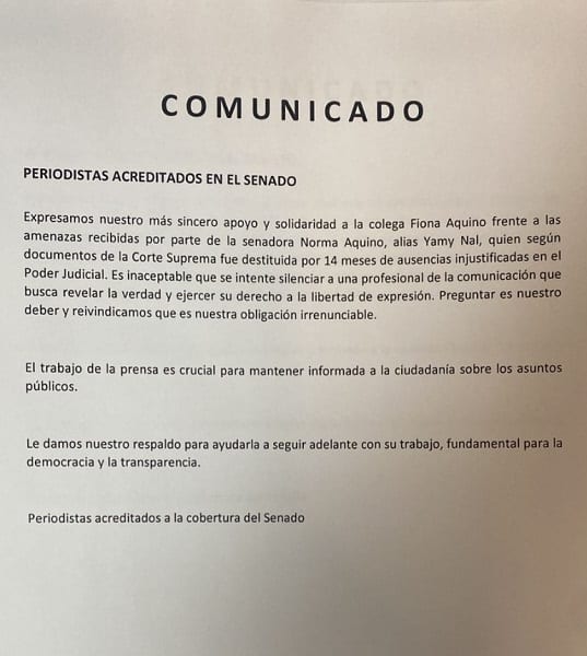 Senado denuncia amenazas a periodistas y libertad de prensa