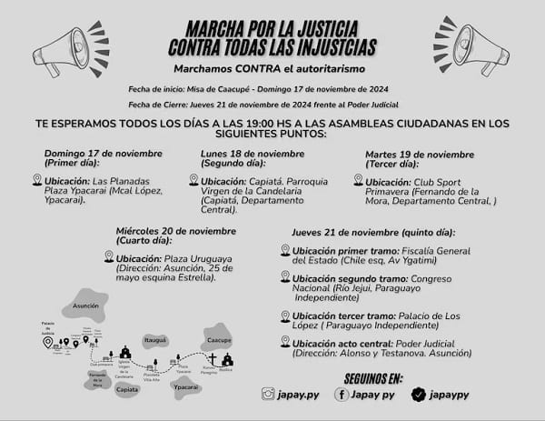 Marcha por la justicia inicia en Caacupé con amplia convocatoria