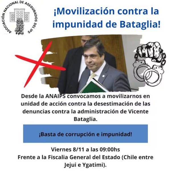 Protesta de trabajadores y jubilados contra Vicente Bataglia