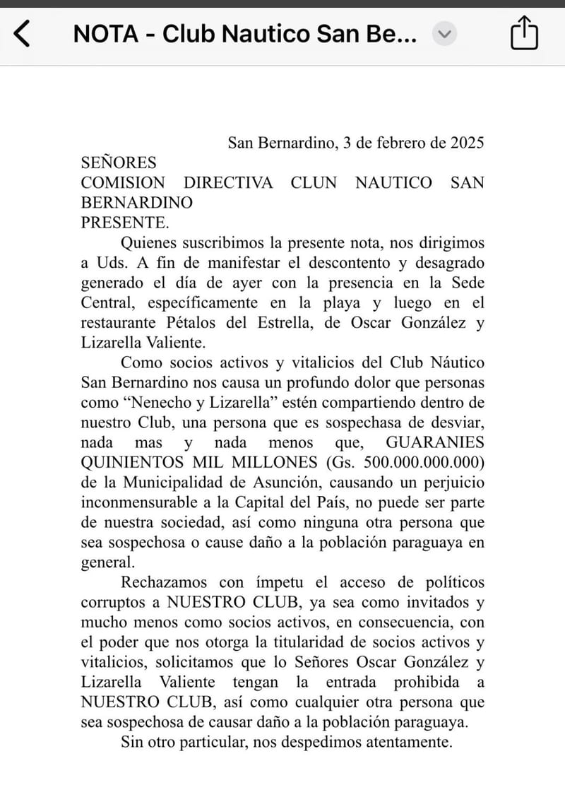 Nenecho y Lizarella ingresaron sin permiso al Club Náutico de San Bernardino