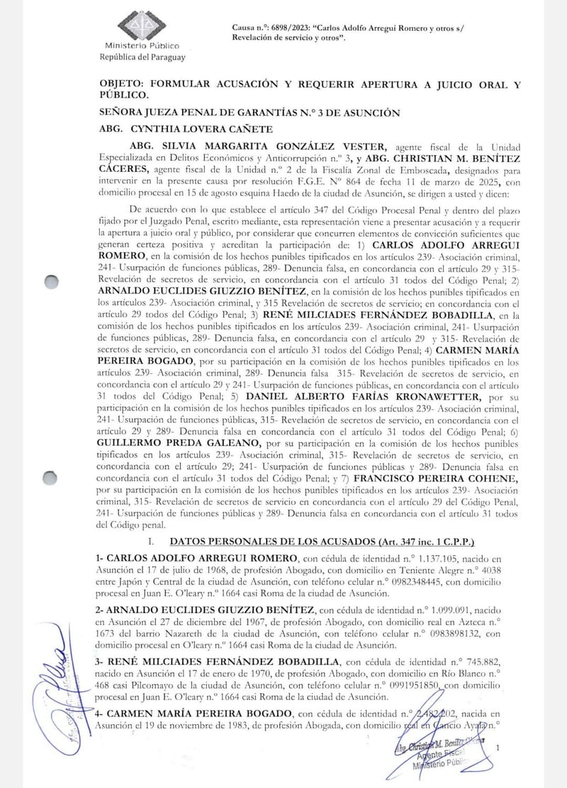 Fiscalía acusa a ex funcionarios de Abdo por presunta filtración sobre Cartes