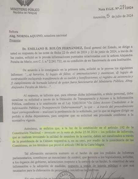 Yamy Nal solicitó informes de forma irregular al fiscal Rolón para amedrentar