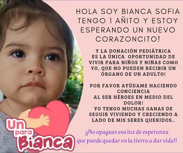 Bianca lucha por su vida: buscan corazón para una niña de dos años