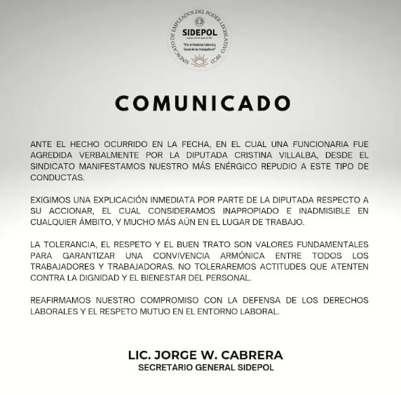 Sidepol desmiente comunicado sobre agresión de diputada cartista