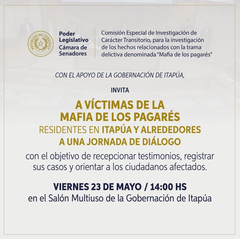 Senado va a Itapúa por denuncias contra la “Mafia de los Pagarés”