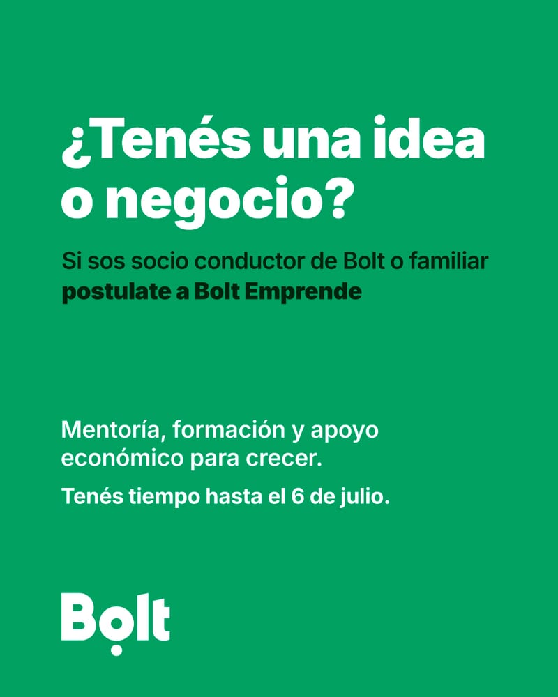 Bolt lanza programa Bolt Emprende para conductores
