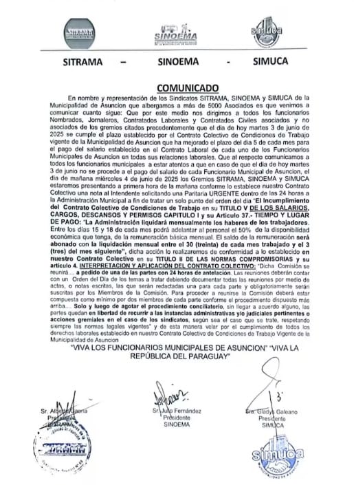 Funcionarios municipales reclaman pago de salarios
