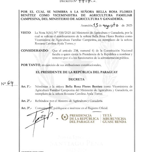 Peña designa en el MAG a viceministra con imputación por supuesta estafa
