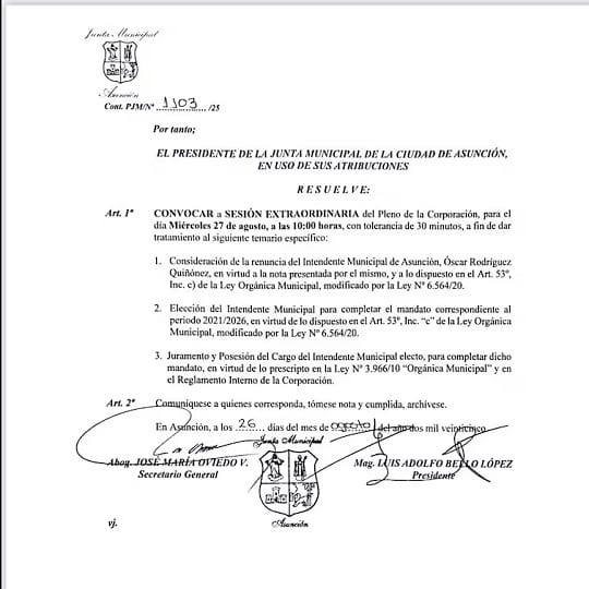 Luis Bello será elegido hoy como intendente de Asunción hasta 2026