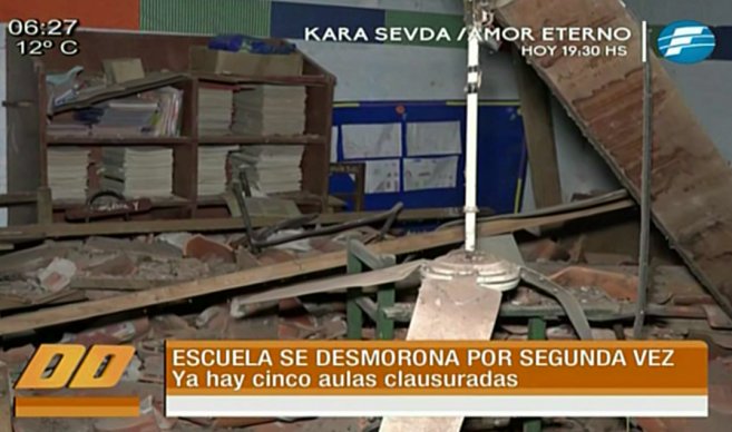Se derrumba techo de un aula en San Lorenzo
