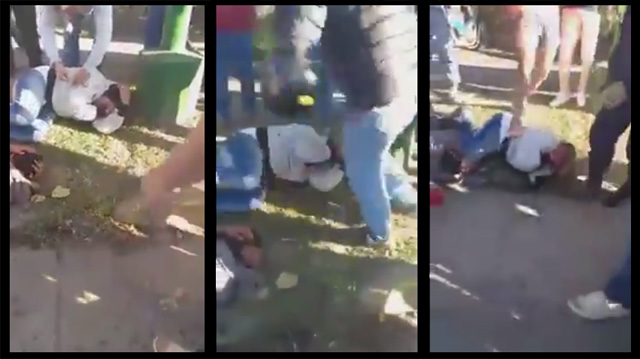 VIDEO: Brutal golpiza a dos motochorros a la vista de la policía