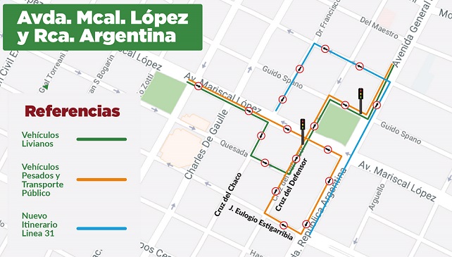 Eliminarán giro a la izquierda en Mariscal López y San Martín