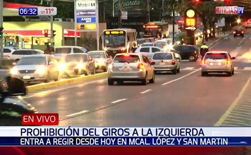 Entra en vigencia prohibición de giro en Mariscal López y San Martín