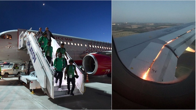 Avión del seleccionado de Arabia Saudí se incendia en pleno vuelo