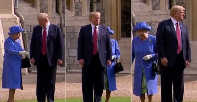 Donald Trump protagoniza bochorno ante la reina Isabel II