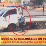 Mujer “roba” G. 50 millones de una camioneta mientras el dueño cambiaba la rueda