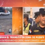Remanso: Manifestantes queman vehículo antes de evacuación