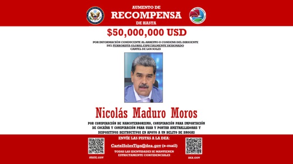 EEUU duplica recompensa por captura de Nicolás Maduro