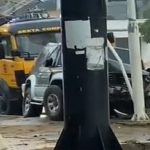 Accidente en la ex Transchaco: conductor se quedó dormido y chocó contra cartel del MOPC