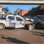 Desmayo de agente de PMT causa choque en cadena