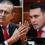Erico Galeano y Hernán Rivas fuera de la Cámara de Senadores